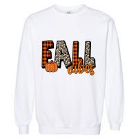 Fall Vibes Pumpkin Plaid Cheetah Garment-Dyed Sweatshirt