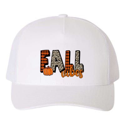 Fall Vibes Pumpkin Plaid Cheetah Yupoong Adult 5-Panel Trucker Hat