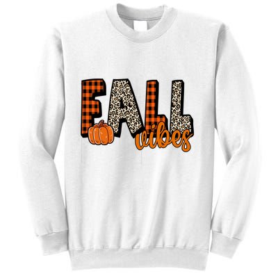 Fall Vibes Pumpkin Plaid Cheetah Sweatshirt