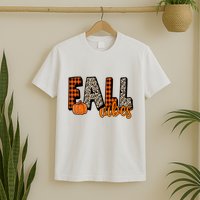 Fall Vibes Pumpkin Plaid Cheetah T-Shirt