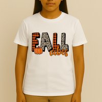 Fall Vibes Pumpkin Plaid Cheetah T-Shirt