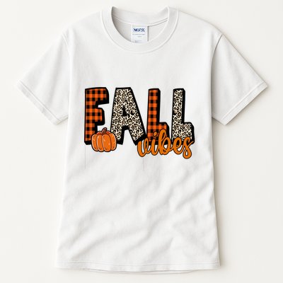 Fall Vibes Pumpkin Plaid Cheetah Tall T-Shirt