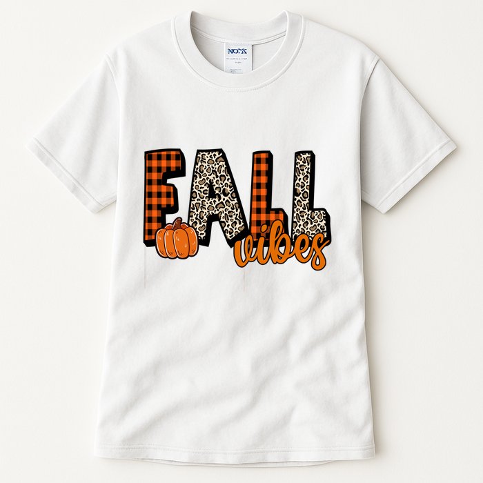 Fall Vibes Pumpkin Plaid Cheetah Tall T-Shirt