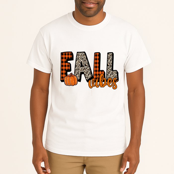 Fall Vibes Pumpkin Plaid Cheetah Tall T-Shirt
