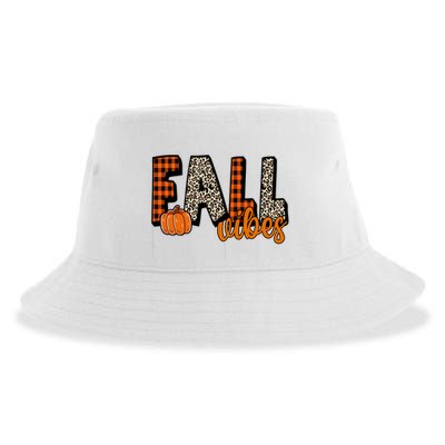 Fall Vibes Pumpkin Plaid Cheetah Sustainable Bucket Hat