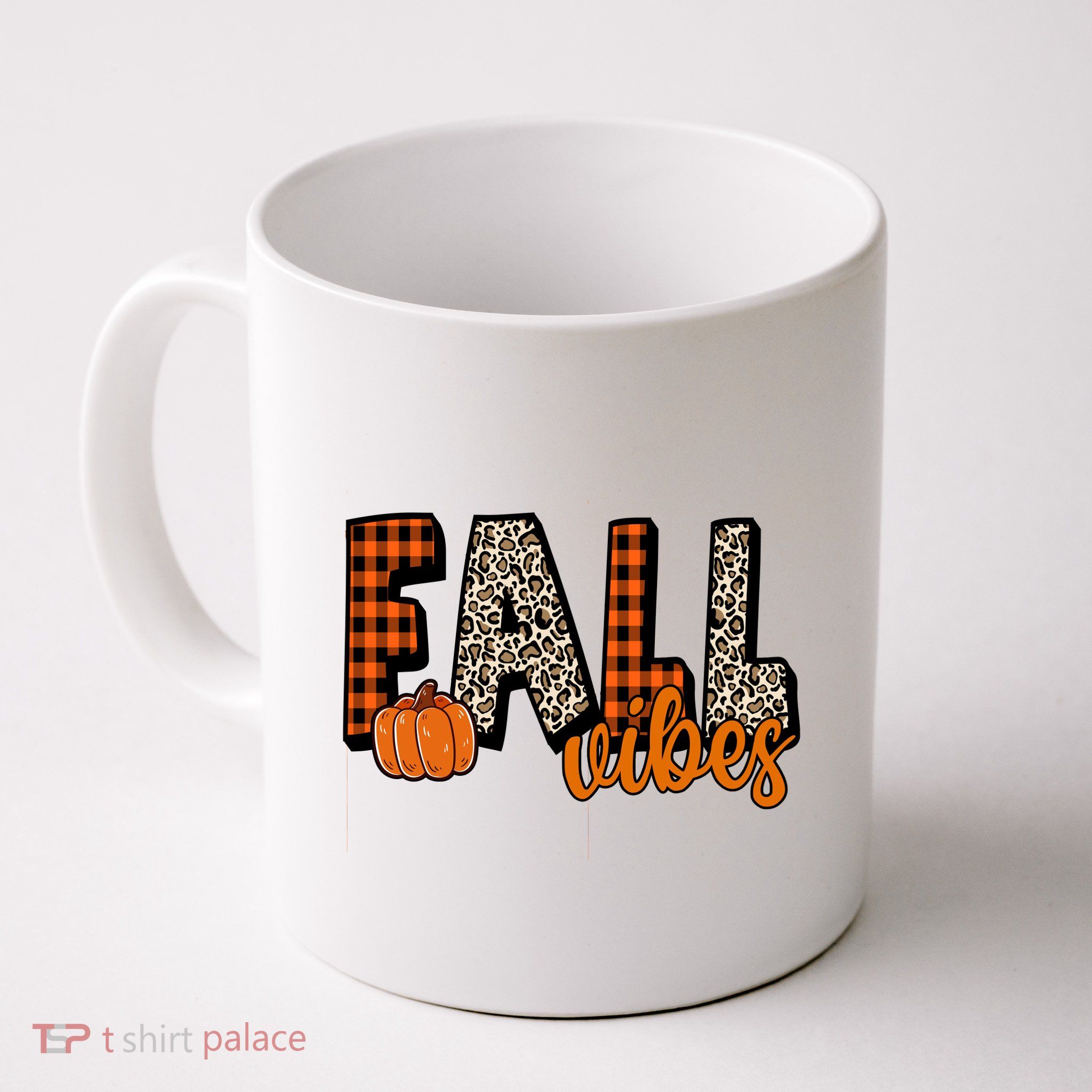 Fall Vibes Pumpkin Plaid Cheetah Coffee Mug