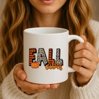 Fall Vibes Pumpkin Plaid Cheetah Mug