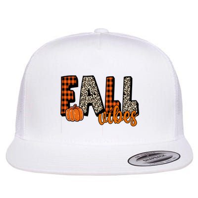 Fall Vibes Pumpkin Plaid Cheetah Flat Bill Trucker Hat