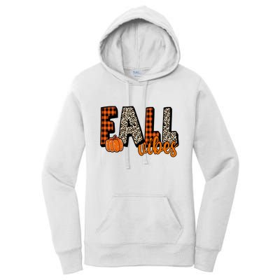 Fall Vibes Pumpkin Plaid Cheetah Women's Pullover Hoodie