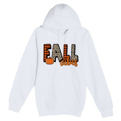 Fall Vibes Pumpkin Plaid Cheetah Premium Pullover Hoodie
