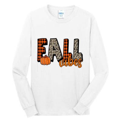 Fall Vibes Pumpkin Plaid Cheetah Tall Long Sleeve T-Shirt