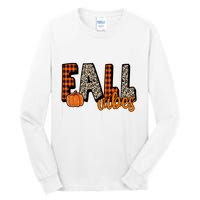 Fall Vibes Pumpkin Plaid Cheetah Tall Long Sleeve T-Shirt