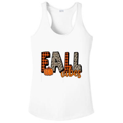 Fall Vibes Pumpkin Plaid Cheetah Ladies PosiCharge Competitor Racerback Tank