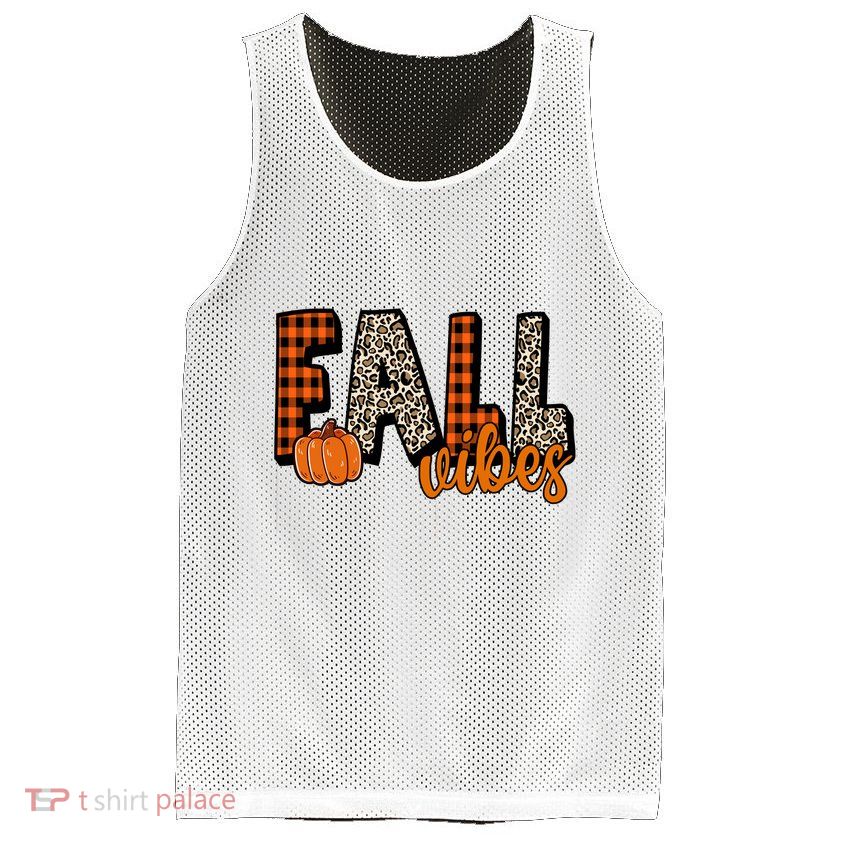 Fall Vibes Pumpkin Plaid Cheetah Mesh Reversible Basketball Jersey Tank