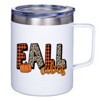 Fall Vibes Pumpkin Plaid Cheetah 12oz Stainless Steel Coffee Mug