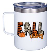 Fall Vibes Pumpkin Plaid Cheetah 12oz Stainless Steel Coffee Mug
