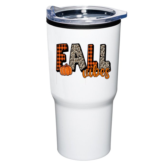 Fall Vibes Pumpkin Plaid Cheetah Tumbler