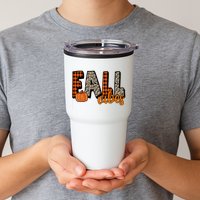 Fall Vibes Pumpkin Plaid Cheetah Tumbler