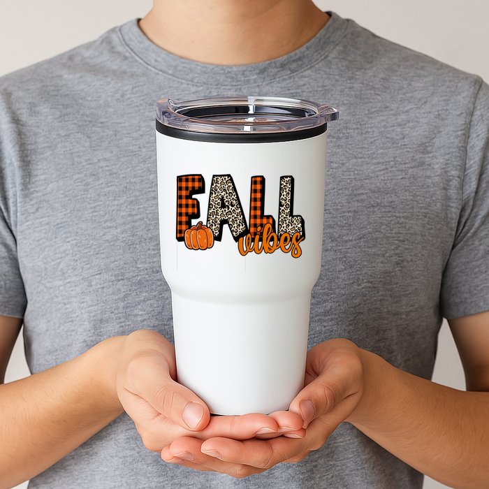Fall Vibes Pumpkin Plaid Cheetah Tumbler
