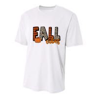 Fall Vibes Pumpkin Plaid Cheetah Youth Performance Sprint T-Shirt