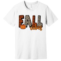 Fall Vibes Pumpkin Plaid Cheetah Premium T-Shirt