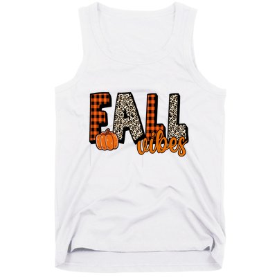 Fall Vibes Pumpkin Plaid Cheetah Tank Top