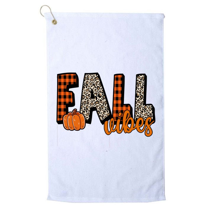 Fall Vibes Pumpkin Plaid Cheetah Golf Towel