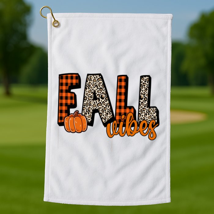 Fall Vibes Pumpkin Plaid Cheetah Golf Towel