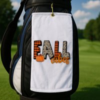 Fall Vibes Pumpkin Plaid Cheetah Golf Towel