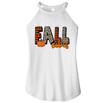 Fall Vibes Pumpkin Plaid Cheetah Women's Perfect Tri Rocker Tank