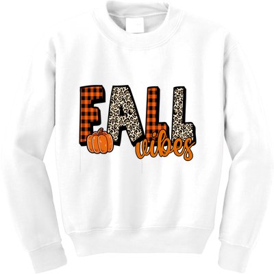 Fall Vibes Pumpkin Plaid Cheetah Kids Sweatshirt