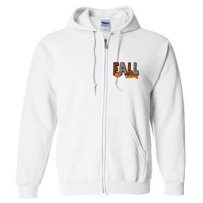 Fall Vibes Pumpkin Plaid Cheetah Full Zip Hoodie