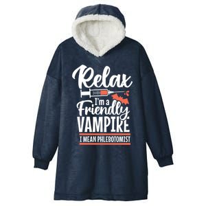 Funny Vampire Phlebotomist Phlebotomy Technician Tech Nurse Cool Gift Hooded Wearable Blanket