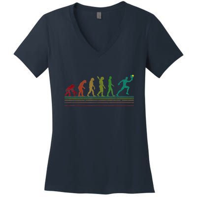 Funny Vintage Pickleball Evolution Of Man Gift Women's V-Neck T-Shirt