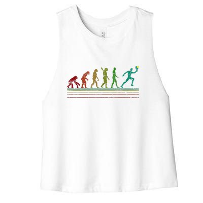 Funny Vintage Pickleball Evolution Of Man Gift Women's Racerback Cropped Tank