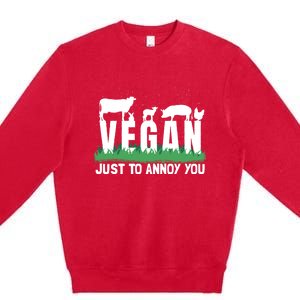 Funny Vegan Plant Based Veganism Organic Food Gift Premium Crewneck Sweatshirt