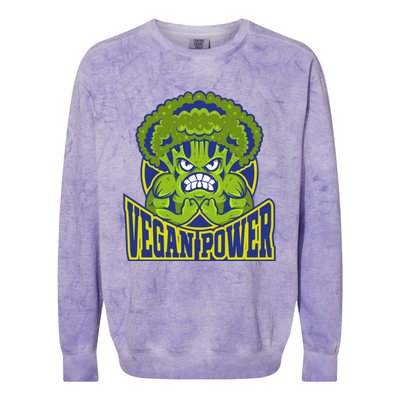 Funny Vegan Power Featuring Strong Angry Broccoli Flexing Gift Colorblast Crewneck Sweatshirt