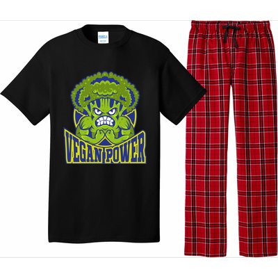 Funny Vegan Power Featuring Strong Angry Broccoli Flexing Gift Pajama Set