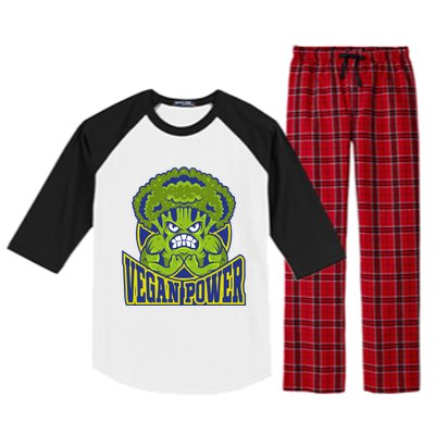 Funny Vegan Power Featuring Strong Angry Broccoli Flexing Gift Raglan Sleeve Pajama Set