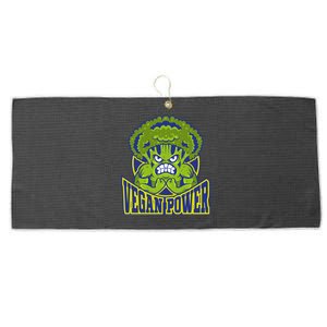 Funny Vegan Power Featuring Strong Angry Broccoli Flexing Gift Large Microfiber Waffle Golf Towel