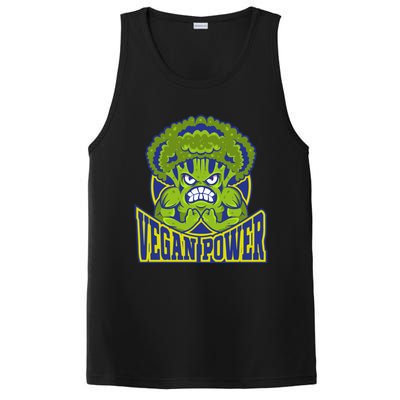 Funny Vegan Power Featuring Strong Angry Broccoli Flexing Gift PosiCharge Competitor Tank