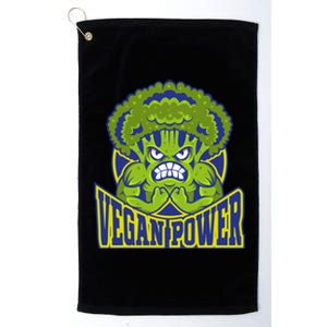 Funny Vegan Power Featuring Strong Angry Broccoli Flexing Gift Platinum Collection Golf Towel