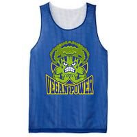 Funny Vegan Power Featuring Strong Angry Broccoli Flexing Gift Mesh Reversible Basketball Jersey Tank