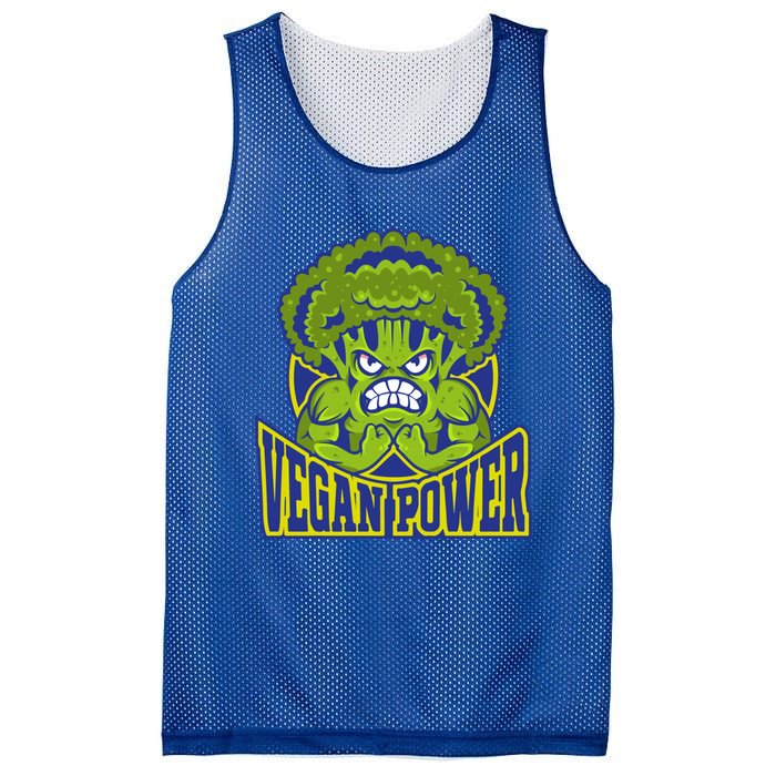 Funny Vegan Power Featuring Strong Angry Broccoli Flexing Gift Mesh Reversible Basketball Jersey Tank