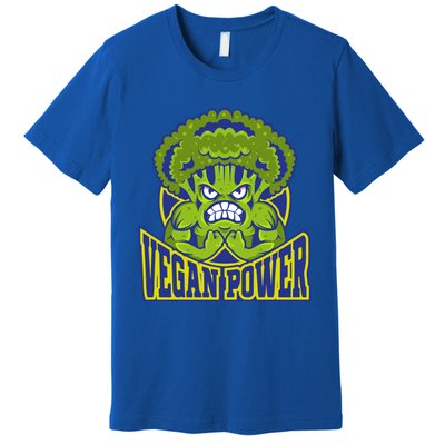 Funny Vegan Power Featuring Strong Angry Broccoli Flexing Gift Premium T-Shirt