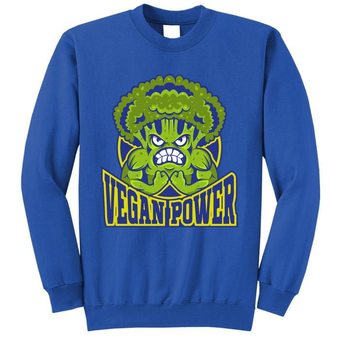 Funny Vegan Power Featuring Strong Angry Broccoli Flexing Gift Tall Sweatshirt