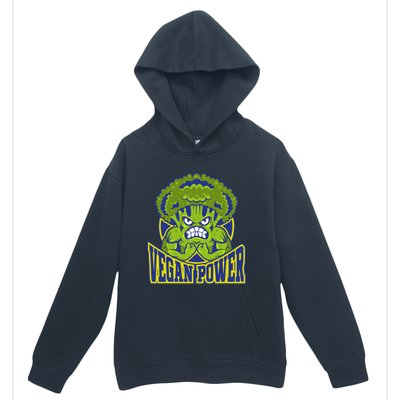 Funny Vegan Power Featuring Strong Angry Broccoli Flexing Gift Urban Pullover Hoodie