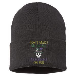 Funny Voodoo Quote Witch Doctor Skull Mardi Gras Festival Sustainable Knit Beanie