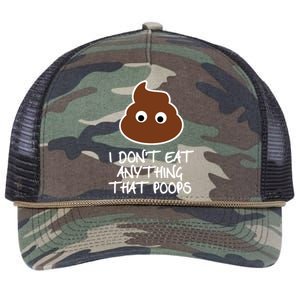 Funny Vegan Quote I Dont Eat Anything That Poops Cute Gift Retro Rope Trucker Hat Cap