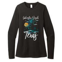 Family Vacation Retro Sunset Texas Galveston Beach Womens CVC Long Sleeve Shirt